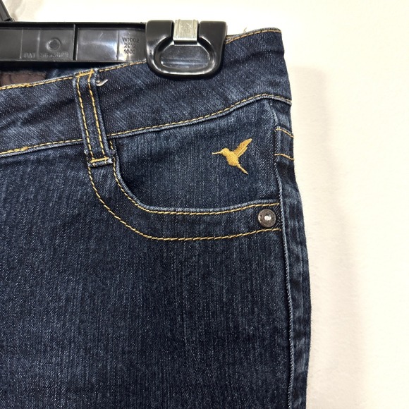 VTG Grane Flare Leg Jeans Dark Wash Hummingbird Embroidered Y2K Denim Junior 9 - Picture 4 of 9